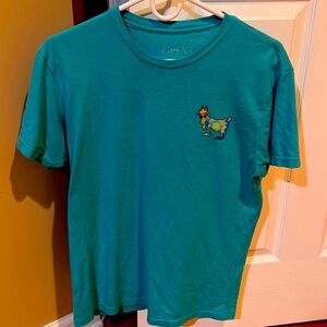 Turquoise Goat USA hippie goat t shirt adult small